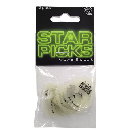 EVERLY GLOW IN THE DARK STAR PICK MIX (12-PACK) Набір медіаторів, що світяться в темряві (33009)