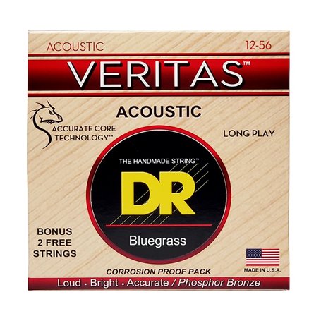 Струни для гітари DR Strings VERITAS Coated Core Acoustic Guitar Strings - Bluegrass (12-56)