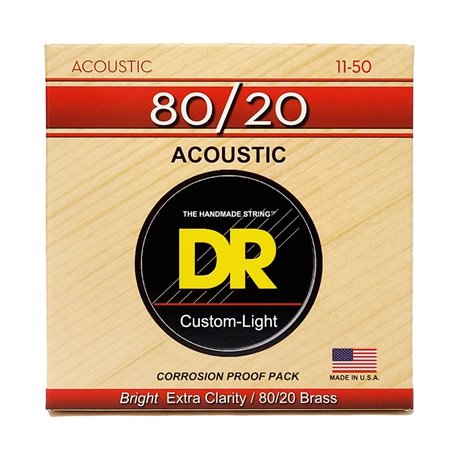 Струни для гітари DR Strings HI-BEAM Acoustic 80/20 Bronze - Custom Light (11-50)