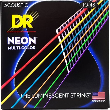 Струни для гітари DR Strings NEON Multi-Color Acoustic - Extra Light (10-48)