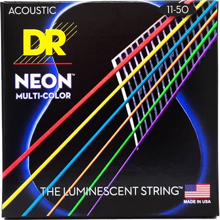 Струни для гітари DR Strings NEON Multi-Color Acoustic - Custom Light (11-50)