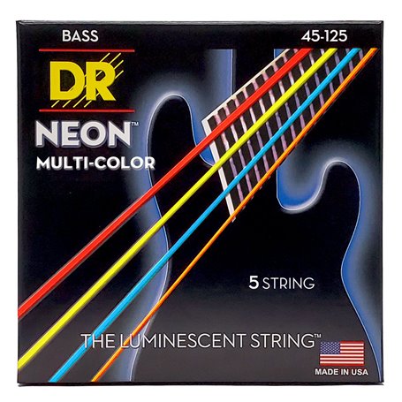 Струни для гітари DR Strings NEON Multi-Color Bass - Medium - 5 String (45-125)