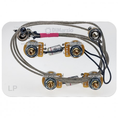 Гітарна електроніка DIMARZIO GW2101 LES PAUL WIRING HARNESS WITH STRAIGHT TOGGLE SWITCH AND 500K LONG SHAFT POTS