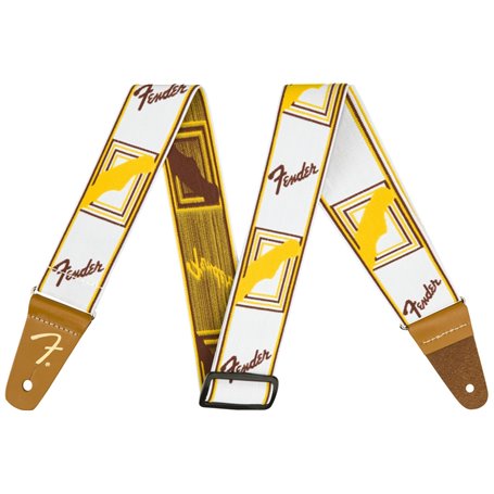 Ремінь гітарний FENDER STRAP 2" WEIGHLESS MONOGRAMMED WHITE/BROWN/YELLOW