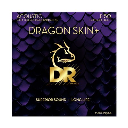 Струни для гітари DR Strings DRAGON SKIN+ Acoustic Phosphor Bronze - Custom Light (11-50)