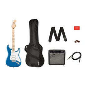 Гітарний набір з електрогітарою SQUIER AFFINITY SERIES STRAT PACK HSS LAKE PLACID BLUE