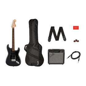 Гітарний набір з електрогітарою SQUIER by FENDER AFFINITY SERIES STRAT PACK HSS CHARCOAL FROST METALLIC