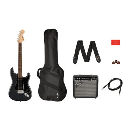 Гітарний набір з електрогітарою SQUIER by FENDER AFFINITY SERIES STRAT PACK HSS CHARCOAL FROST METALLIC