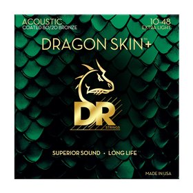 Струни для гітари DR Strings DRAGON SKIN+ Acoustic 80/20 Bronze - Extra Light (10-48)