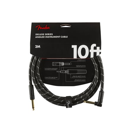 Кабель інструментальний FENDER CABLE DELUXE SERIES 10' ANGLED BLACK TWEED M-228464 FENDER фото - Muzbox