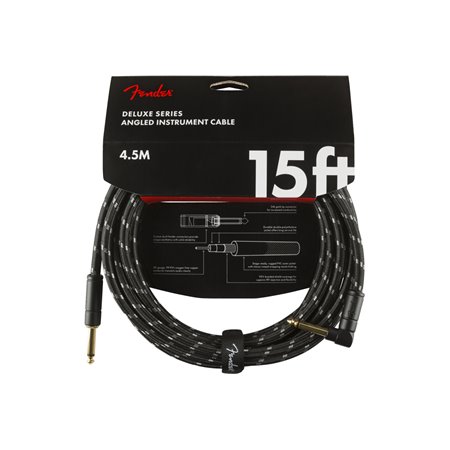 Кабель інструментальний FENDER CABLE DELUXE SERIES 15' ANGLED BLACK TWEED M-228453 FENDER фото - Muzbox