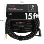 Кабель інструментальний FENDER CABLE DELUXE SERIES 15' ANGLED BLACK TWEED M-228453 FENDER фото - Muzbox
