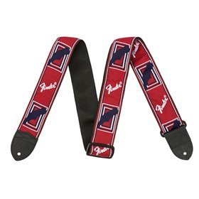 Ремінь гітарний FENDER STRAP 2" MONOGRAMMED RED WHITE BLUE M-14487 FENDER фото - Muzbox