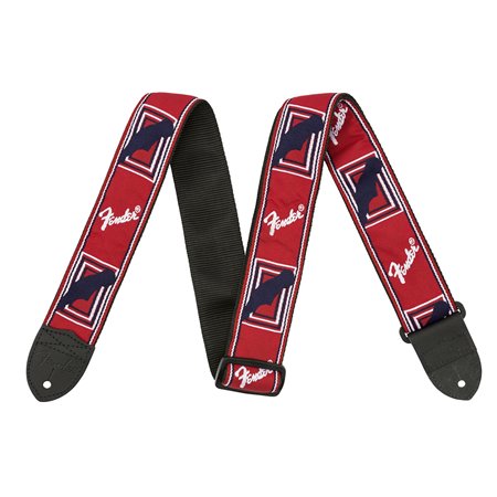 Ремінь гітарний FENDER STRAP 2" MONOGRAMMED RED WHITE BLUE M-14487 FENDER фото - Muzbox