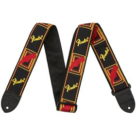 Ремінь гітарний FENDER STRAP 2" MONOGRAMMED BLACK/YELLOW/RED M-20515 FENDER фото - Muzbox