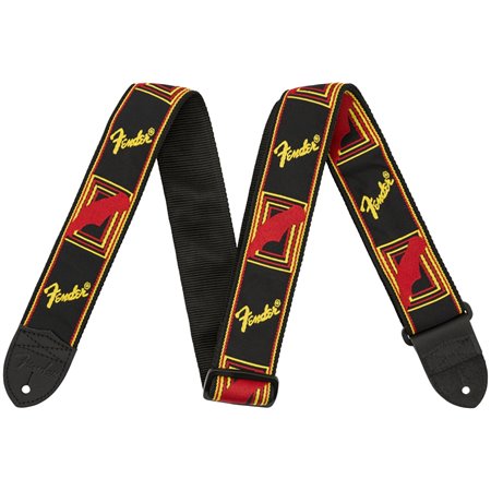 Ремінь гітарний FENDER STRAP 2" MONOGRAMMED BLACK/YELLOW/RED M-20515 FENDER фото - Muzbox