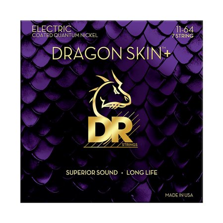 Струни для гітари DR Strings DRAGON SKIN+ Electric - Heavy 7-String (11-64)