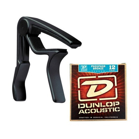 DUNLOP 83CBA 12 AC TRIGGER ACOUSTIC CAPO PLUS STRINGS Каподастр фото