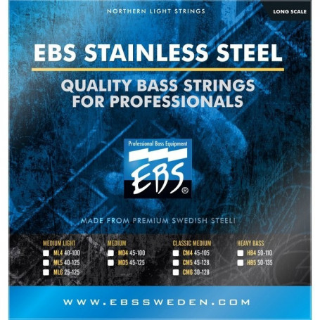 Струны для бас-гитары EBS SS-CM 4-strings (45-105) Stainless Steel фото