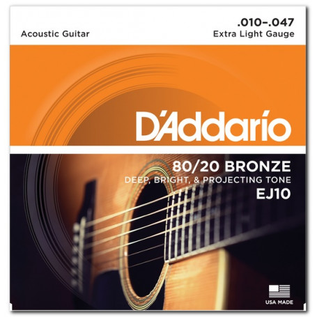 D`ADDARIO EJ10 80/20 BRONZE EXTRA LIGHT 10-47 Струны