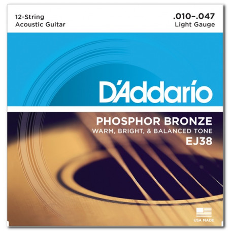 D`ADDARIO EJ38 PHOSPHOR BRONZE LIGHT 12-STRING 10-47 Струны