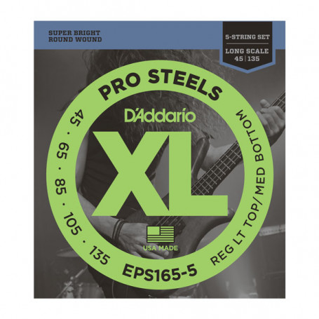 D`ADDARIO EPS165-5 XL PRO STEELS REG LIGHT TOP / MED BOTTOM 45-135 Струны