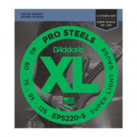 D`ADDARIO EPS220-5 XL PRO STEELS SUPER LIGHT 5 STRING 40-125 Струны