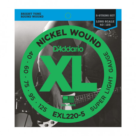 D`ADDARIO EXL220-5 XL SUPER LIGHT 5 STRING 40-125 Струны фото