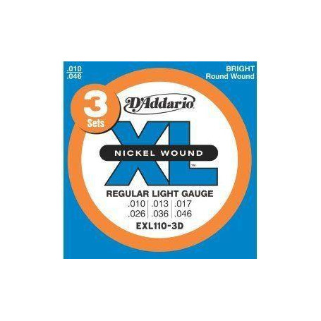 D`ADDARIO EXL110-3D XL REGULAR LIGHT (3 SET) Струны