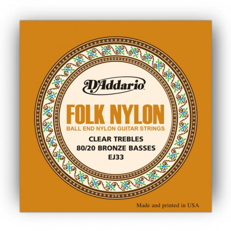 D`ADDARIO EJ33 FOLK NYLON 80/20 Bronze Ball End Clear Treble Струны