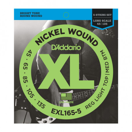 D`ADDARIO EXL165-5 XL REG LIGHT TOP / MED BOTTOM 5 STRING 45-135 Струны