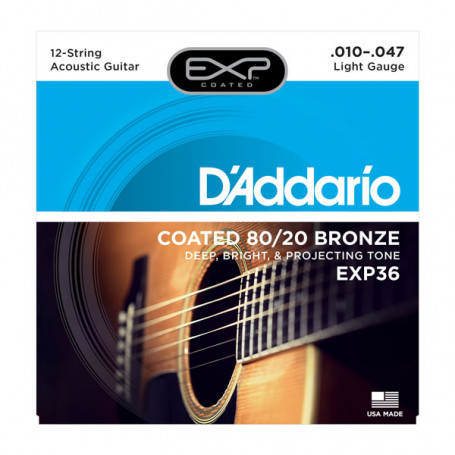 D`ADDARIO EXP36 EXP 80/20 BRONZE LIGHT 12-STRING 10-47 Струны