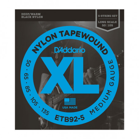 D`ADDARIO ETB92-5 XL NYLON TAPEWOUND 5 STRING BASS 50-135 Струны