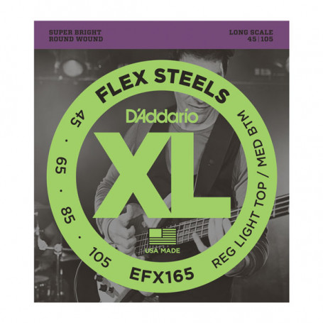 D`ADDARIO EFX165 XL FLEX STEELS REG LIGHT TOP / MED BOTTOM 45-105 Струны