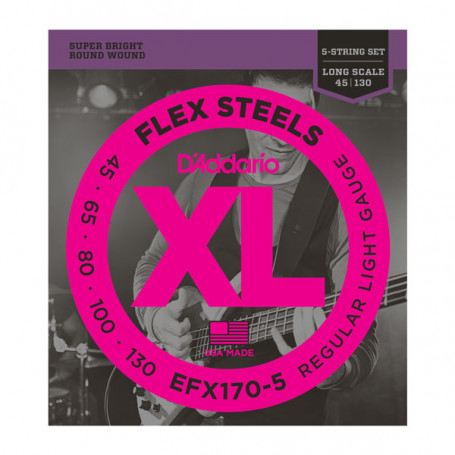 D`ADDARIO EFX170-5 XL FLEX STEELS LIGHT 5 STRING 45-130 Струны