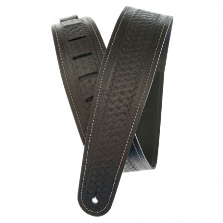 PLANET WAVES PW25WSTB00 Basket Weave Embossed Leather Guitar Strap, Black Ремень гитарный фото