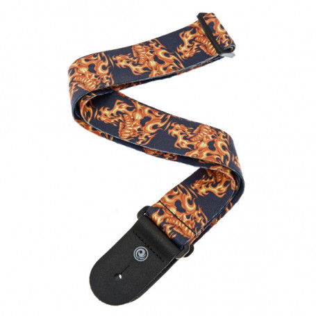 PLANET WAVES PW50LT01 Lethal Threat Guitar Strap, Flaming Skulls Ремень гитарный фото