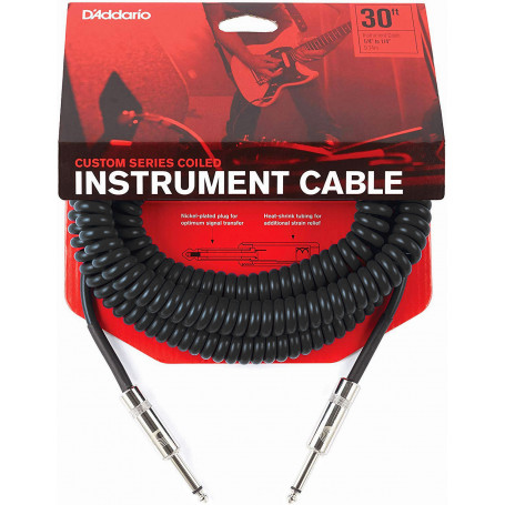 D`ADDARIO PW-CDG-30BK Coiled Instrument Cable - Black Кабель