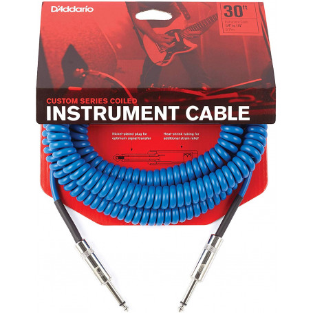 D`ADDARIO PW-CDG-30BU Coiled Instrument Cable - Blue Кабель фото