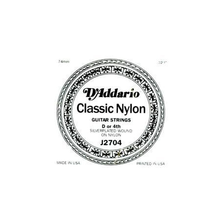 DADDARIO J27H04CLASSICS SILVER D HARD TENSION струна Ре нейлон c посеребреной обмоткой сильное натяжение