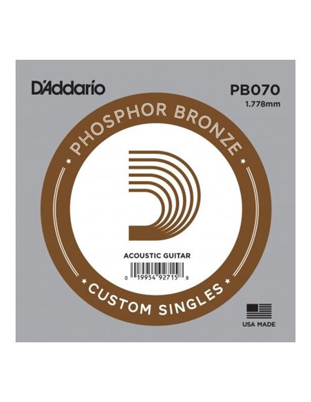 D'ADDARIO PB070 Phosphor Bronze Wound 070 Струна для акустичної гітари