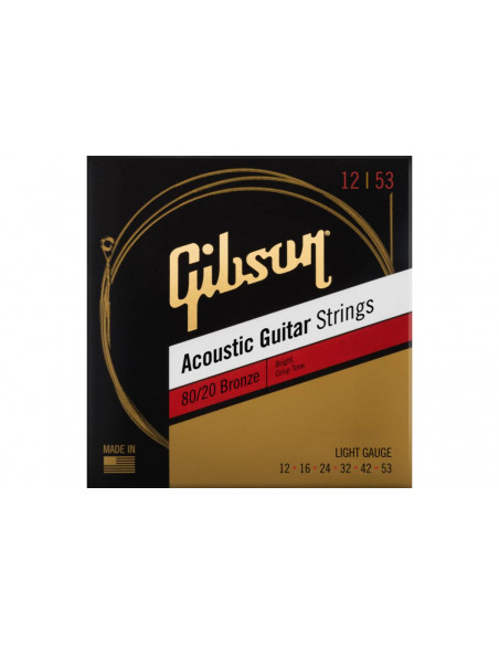 GIBSON SAG-BRW12 80/20 BRONZE ACOUSTIC GUITAR STRINGS LIGHT Струны для акустических гитар