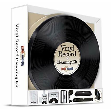 Retro Musique Набір для чищення вінілу Vinyl Record Cleaning Kit In Round Tin - Black/Silver