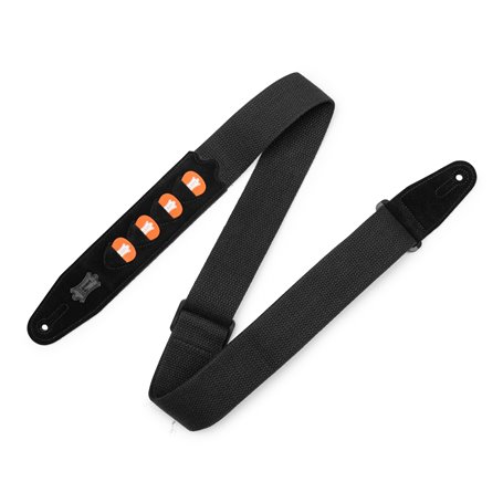 LEVY's 2″ Black Cotton Pick Holder Guitar strap гітарний ремінь (MC2PH-BLK)