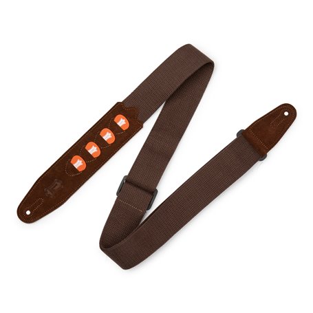 LEVY's 2″ Brown Cotton Pick Holder Guitar strap strap гітарний ремінь (MC2PH-BRN)