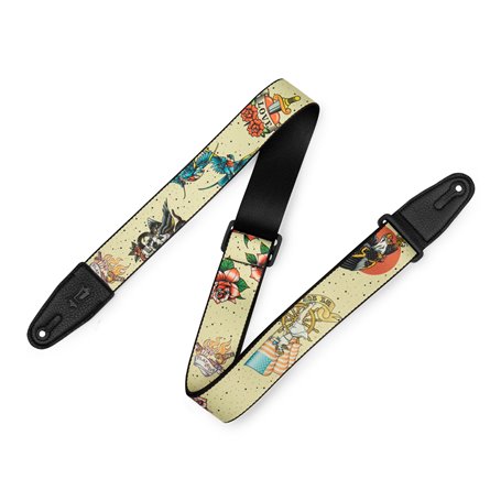 LEVY's 2″ Tattoo Series Poly Guitar Strap - Old School гітарний ремінь (MP2TAT-005)